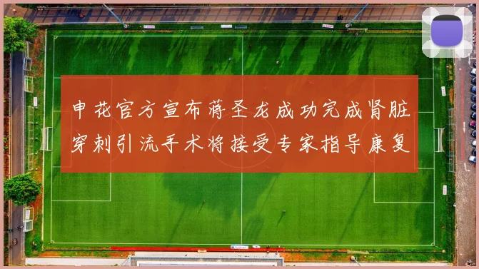 申花官方宣布蒋圣龙成功完成肾脏穿刺引流手术将接受专家指导康复治疗